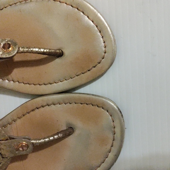 Tory Burch Metallic Gold Tumbled Miller Sandals Size 10 - Picture 8 of 11